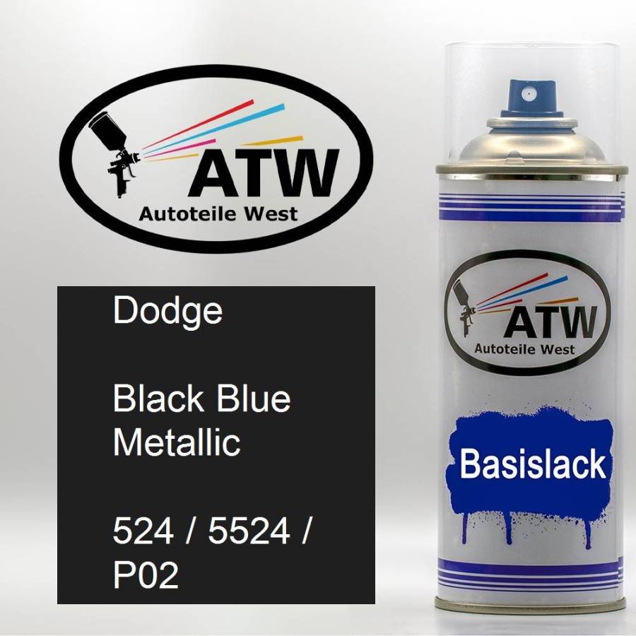 Dodge, Black Blue Metallic, 524 / 5524 / P02: 400ml Sprühdose, von ATW Autoteile West.